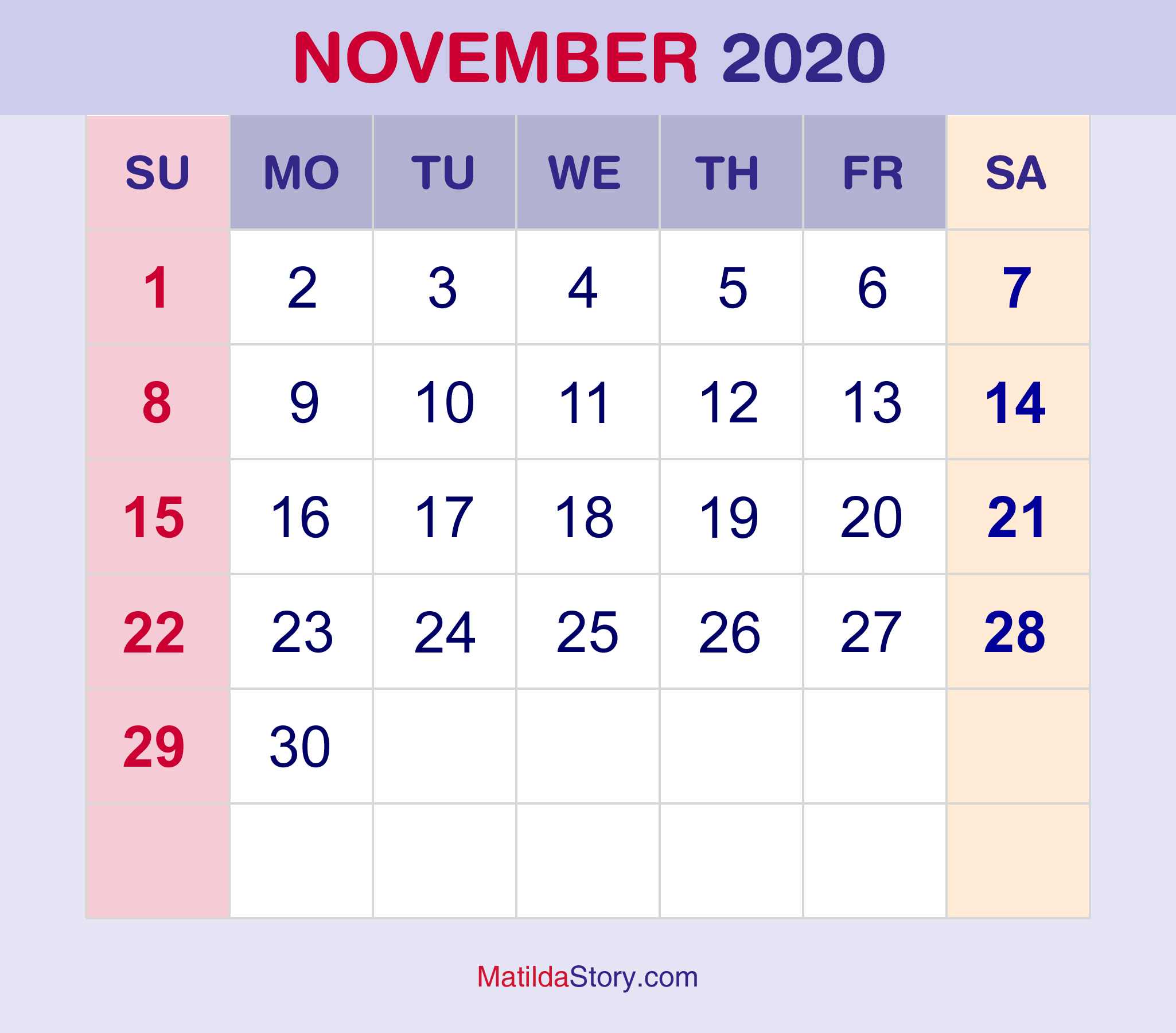 Calendar november 2020 November 2020