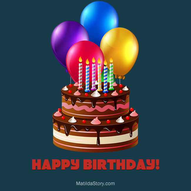 Happy Birthday Card: Navy Blue Card, Birthday Cake, Balloons ...