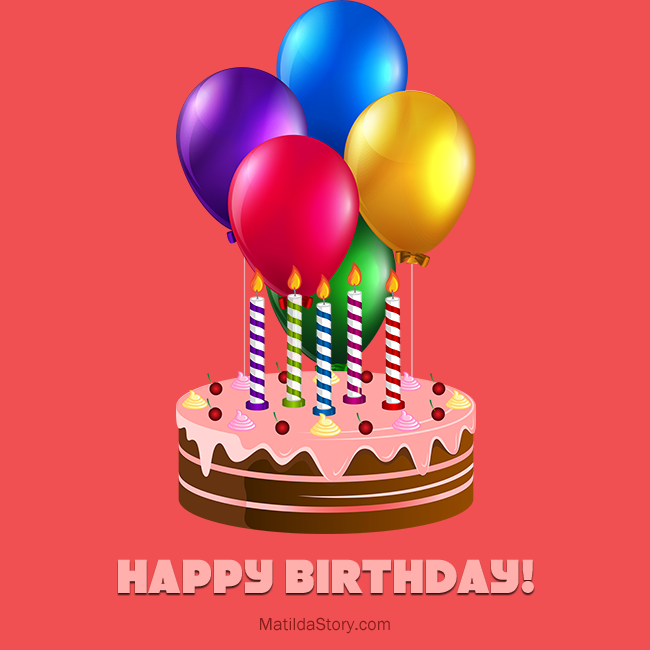 Happy Birthday Card: Pink Card, Birthday Cake – MatildaStory.com